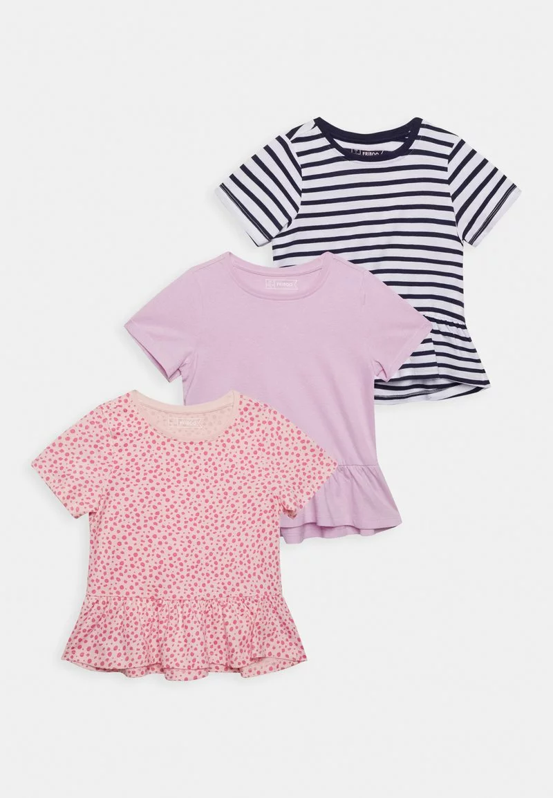 Friboo Niños PEPLUM HEM TEE 3 PACK - Camiseta Estampada - Pink - 402_purple - 404_dark Blue - 503 3 Friboo Niños PEPLUM HEM TEE 3 PACK - Camiseta Estampada - Pink - 402_purple - 404_dark Blue - 503